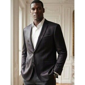 Madison Classic Men's Black Tux Evening Blazer - Sleek Two-Button Style 50R